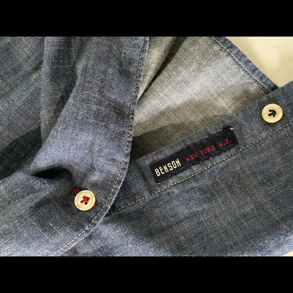 BENSON New York Men’s 100% Cotton Chambray Size L - Picture 7 of 9